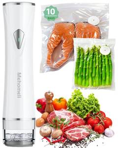lot 984 image: Mehomeli Compact Vacuum Sealer for Food (Vacuum Sealer Machine  10 Reusable Vacuum Bags), Powerful Handheld Vacuum Sealer Machine, Seal Food 6X Fresh Longer, Portable & Wireless, Easy-Clean - Retail $29