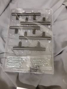 lot 991 image: HOME EDIT Black Cabinet Handles 3 Inch Hole Spacing Stainless Steel Drawer Pulls for Cabinets, Dresser, Bathroom 5 Pack - Retail $15
