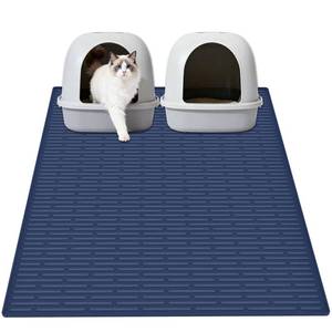 lot 994 image: XXL Extra Large Silicone Cat Litter Trapping Mat for Scatter Control, 40x30(100cmx75cm) Waterproof Kitty Litter Box mat for Floor, Soft on Kitty Paws, Easy to Clean, Dark Blue - Retail $27