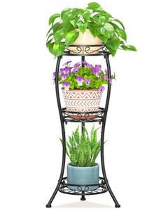 lot 20886 image: LASZOLA Black 3 Tier Tall Plant Stand for Indoor Outdoor, Large Multiple Level Flower Planter Holder Organizer Rack for Patio Office Bathroom Corner Floor, Sturdy Heavy Duty Metal, Vertical Display - Retail $32