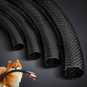 lot 20890 image: Cord Protectors from Pets No Chew Automotive Split Wire Loom Heat Resistant Cable Management Sleeve Cord Cover Audio Video Sleeving Critter Charger Cat Dog Rabbits Heavy Duty TV 25ft - 14 inch - Retail $25