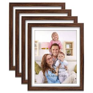 lot 20892 image: Giftgarden Brown 8x10 Picture Frame Set of 4, 9x11 Frames with Mat for 8 by 10 Photos, Rustic Walnut Wood-Color Frames for Wall or Tabletop - Retail $22