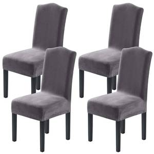 lot 20898 image: H.VERSAILTEX Velvet Dining Chair Covers Stretch Chair Covers for Dining Room Set of 4 Parson Chair Slipcovers Chair Protectors Covers Dining, Soft Thick Solid Velvet Fabric Washable, Grey - Retail $37