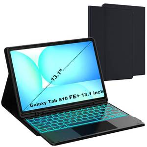 lot 20907 image: for Galaxy Tab S10 FE 13.1 inch Case with Keyboard - 7 Color Backlit Detachable Tablet Keyboard Cover with Touchpad - Tab S10 FE Plus 13.1 2025 Samsung Keyboard Case with S Pen Holder Black - Retail $60