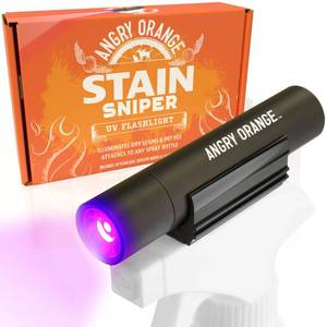 lot 20915 image: Angry Orange UV Flashlight - Portable LED Black Light for Pet Urine Detection, DogCat Urine Detector for Dry Stains and Bed Bug, Matching with Pet Odor Eliminator - Retail $10