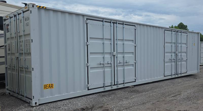 lot 1035 image: One Way Trip 40 Long Tall High Cube Container with Double Rear & Two (2) Side Double Doors - Used One Time To Ship To Mother Road Auctions & SalesWeather, Rodent & FireproofDelivery Available
