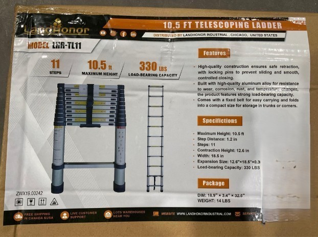 lot 3325 image: Unused LandHonor 10.5 Ft Telescoping Ladder  LHR-TL11