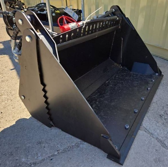 lot 5256 image: Unused Industrial-Grade Hydraulic 4-in-1 Bucket Attachment Designed for Mini Skid Steer Loaders - Quick Change System - High Strength Steel Construction w Durable Hydraulic Lines