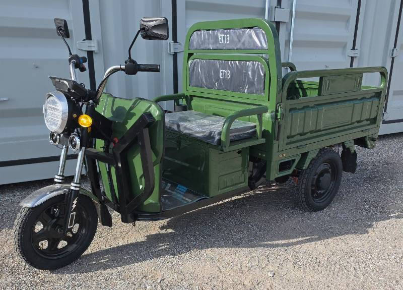 lot 5020 image: Green - IRET13 High-End Electric Tricycle 800W 60V20A - Dump Bed - Speed Regulating & Boosting Device to Ensure Strong Output Power - Very Powerful - LCD Panel - LED Headlights