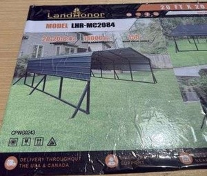 lot 3154 image: Unused LandHonor Metal Carport  LHR-MC2084  20ft x 20ft x 8.4ft