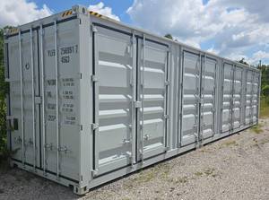 lot 1031 image: One Way Use - 40 Long High Cube Container with Double Rear & Four (4) Side Double Doors - Used One Time To Ship To Mother Road Auctions & Sales -Weather, Rodent & FireproofDelivery Available