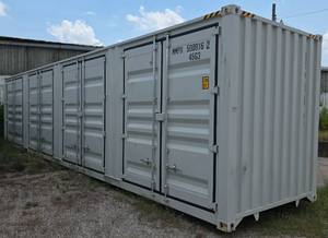 lot 1043 image: One Way Use - 40 Long High Cube Container with Double Rear & Four (4) Side Double Doors - Used One Time To Ship To Mother Road Auctions & Sales -Weather, Rodent & FireproofDelivery Available