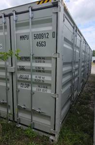 lot 1044 image: One Way Use - 40 Long High Cube Container with Double Rear & Four (4) Side Double Doors - Used One Time To Ship To Mother Road Auctions & Sales -Weather, Rodent & FireproofDelivery Available