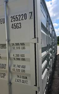 lot 1045 image: One Way Use - 40 Long High Cube Container with Double Rear & Four (4) Side Double Doors - Used One Time To Ship To Mother Road Auctions & Sales -Weather, Rodent & FireproofDelivery Available