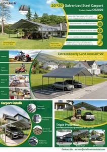lot 7765 image: Onshine 20 x 20 Galvanized Steel Carport  OS2020