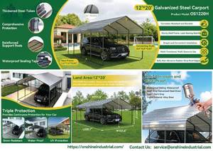 lot 7761 image: Onshine 12 x 20 Galvanized Steel Metal Carport  OS1220H