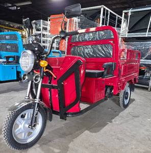 lot 5030 image: Crimson (Red) IRET13 High-End Electric Tricycle 800W 60V20A - Dump Bed - Speed Regulating & Boosting Device to Ensure Strong Output Power -  Flat Right Side Rear Tire - See Pics