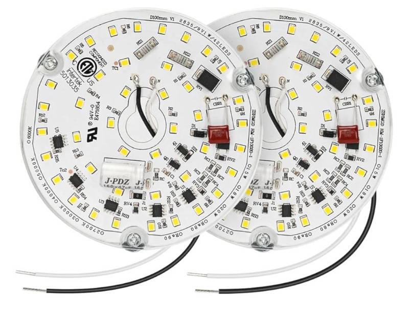 lot 37024 image: 2 Pack LED Ceiling Fan Light Replacement Kit, Retrofit for Ceiling Lights, 15W 120V 5000K CRI90, Dimmable Engine for Pendant, Lantern - Retail $21