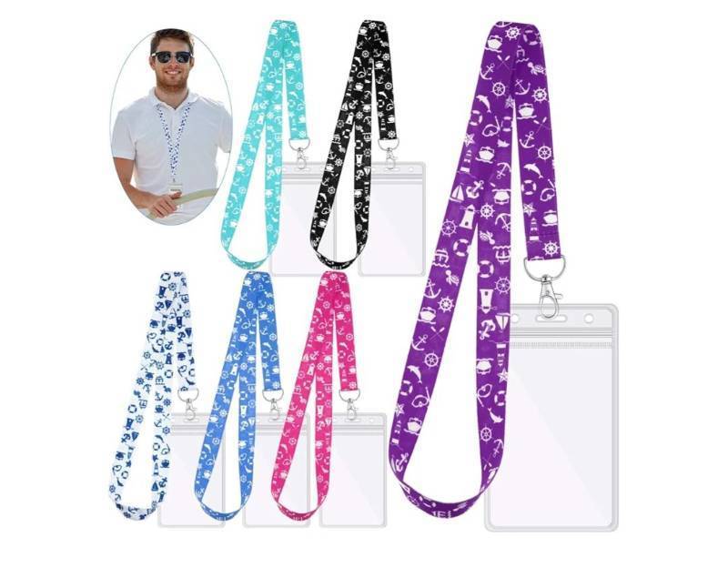 lot 37122 image: 6 Pack Cruise Lanyard for Ship Cards with ID Holder Cruise Essentials Must Haveskey Waterproof Ship Card Holders for Women Men Travel Accessories(Vibrant Style) - Retail $8