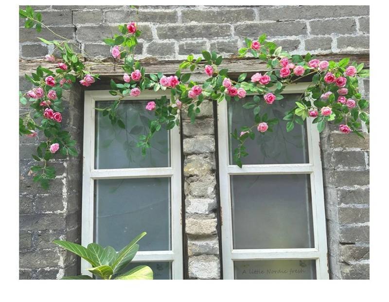 lot 37149 image: 6FT Bendable Pink Rose Flower Garland, Artificial Silk Wild Roses Vine Leaves Hanging Flowers for Wall Fireplace Fence Trellis Wedding Baby Shower Room Home Spring Summer Decor(1PC) - Retail $17