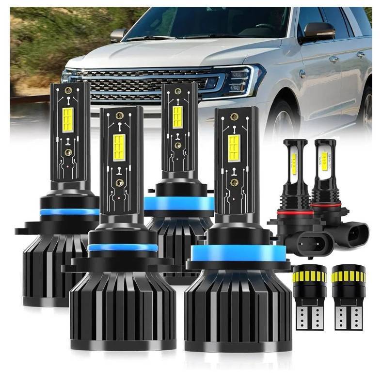 lot 37174 image: For 2019-2020 Ford Expedition light Bulbs, 9005 High Beam H11 Low Beam 9145 Fog Light License Plate Lights Combo, 8PCS - Retail $64