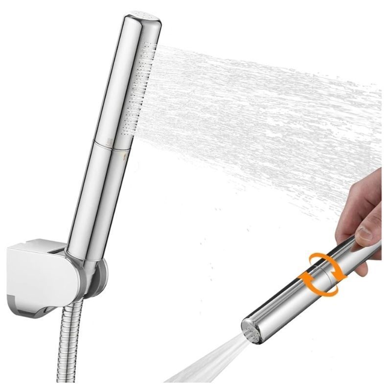 lot 37214 image: Brass 2 In 1 Function Handheld Shower Head Set High Pressure 7 Inch Shower Head High Flow Hand Shower Wand with 59 Inch Hose, Bracket, Brushed. Nickel. - Retail $35