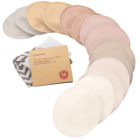 lot 57297 image: 14pk Organic Nursing Pads, Washable Breast Pads  Wash Bag, Reusable Nipple Pads - Retail $19