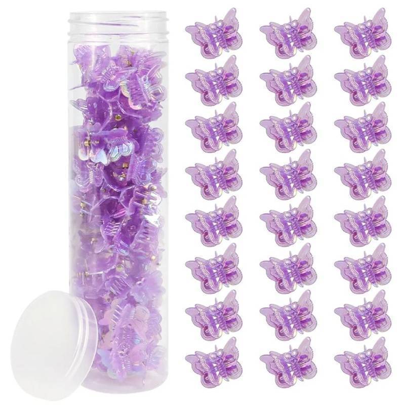 lot 57331 image: 60PCS Mini Butterfly Hair Clips for Hair with Box Glitter 90s Y2k Purple Hair Accessories for Girls Women (Purple) - Retail $8