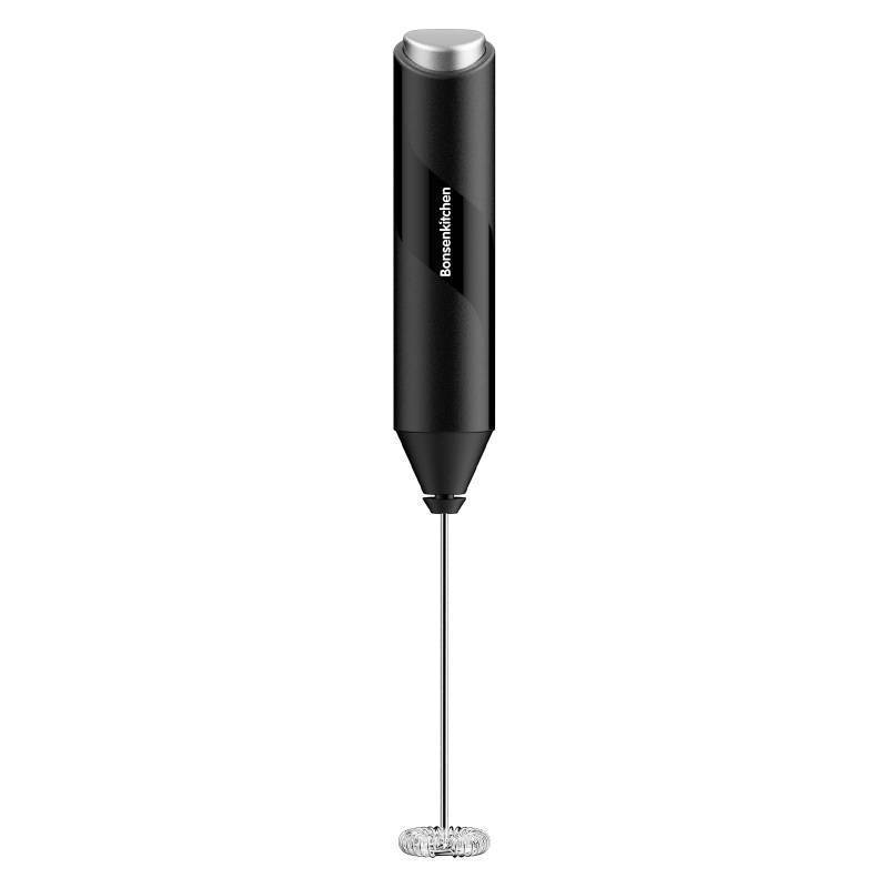 lot 57342 image: Powerful Milk Frother for Coffee, Fast Handheld Drink Mixer with Stainless Steel Whisk, Battery Operated Hand Frother Stirrer Wand-Black (bend but still work) - Retail $7
