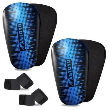 lot 57360 image: Mini Shin Guards Soccer-2 Pairs Small shin Guards and 2 Pairs Strap Shin Fixed Straps for 4-6,Match Equipment Protective Tiny shinguards Soccer - Retail $8