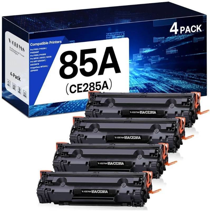 lot 57514 image: 85A Toner Cartridge Compatible for HP 85A CE285A to Use with HP LaserJet Pro P1102W 1102W M1212 M1212NF MFP P1109W M1210 M1217NFW Printer (4 Pack, Black). One opened  - Retail $40