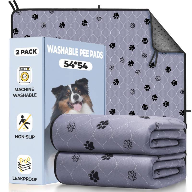 lot 36996 image: Washable Pee Pads for Dogs, 2 Pack Reusable Super Absorbent Potty Pads, Non-Slip and Leak-Proof 54x54 for Whelping, Extra Large Potty Training Washable for Puppy - Retail $35