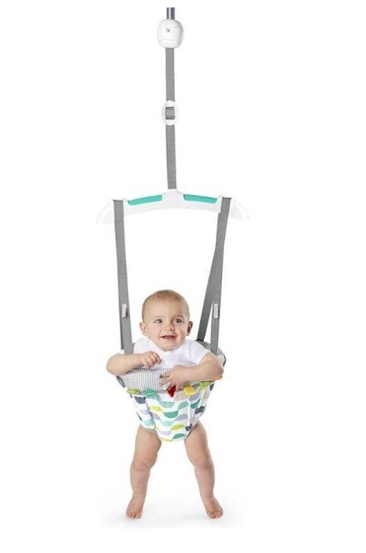 lot 57489 image: Bright Starts Playful Parade Door Jumper for Baby with Adjustable Strap, 6 Months and Up, Max Weight 26 lbs - Retail $30