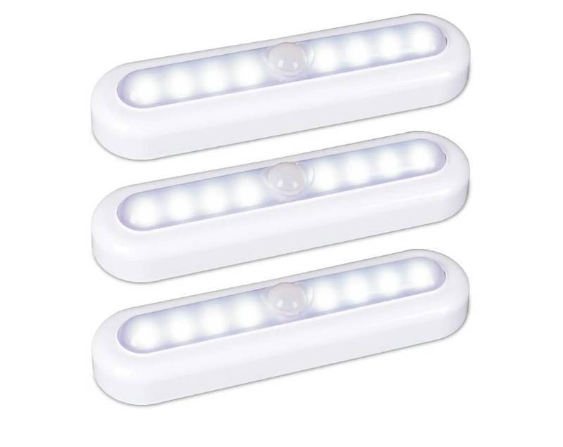 lot 57283 image: STAR-SPANGLED 3 Pack 7 Motion Sensor Lights Indoor Battery Operated, Stick on LED Light for Closet, Stairs, Under Cabinet, Cool White - Retail $15