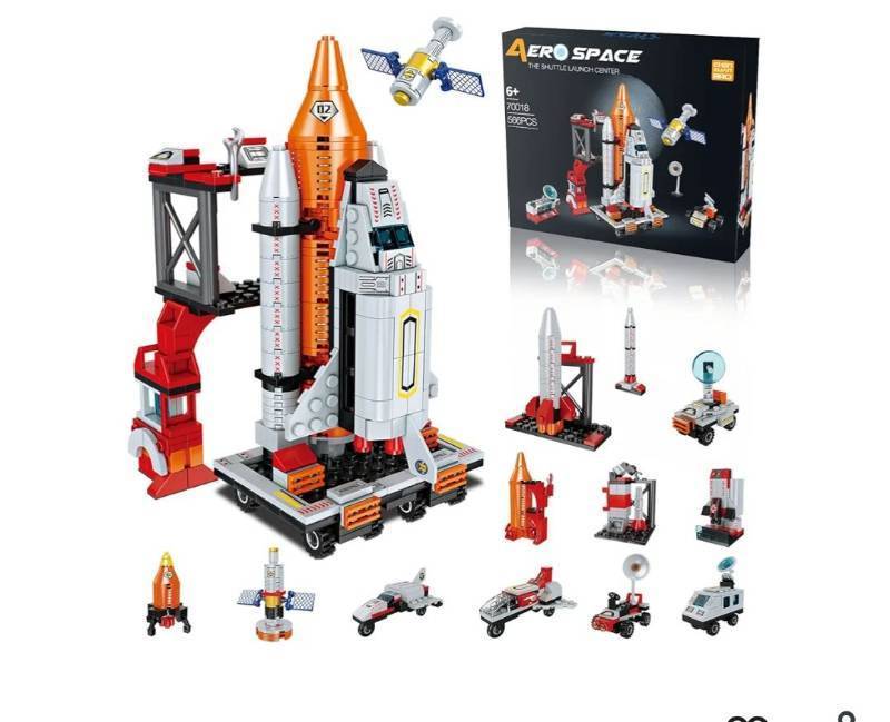 lot 57317 image: Space Exploration Shuttle Toys for 6 7 8 9 10 11 12 Year Old Boys 12-in-1 STEM Aerospace Building Kit Toy with Heavy Transport Rocket and Launcher Best Gifts for 6-12 Year Old Boys (566 PCS) - Retail $20