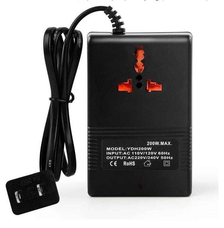lot 57355 image: Voltage Transformer Power Converter (110V to 220V) Circuit Breaker Protection Voltage Conversion Protection, Suitable for Household, Travel, RV, Camping (Black -200w) - Retail $25