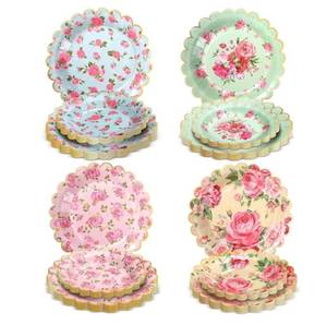 lot 57764 image: 64 Pcs Floral Vintage Plates Paper Tea Party Tableware Set 9 Inch and 7 Inch Plates for Tea Party Birthday Baby Shower Wedding Bachelorette Supplies (Rose) - Retail $25