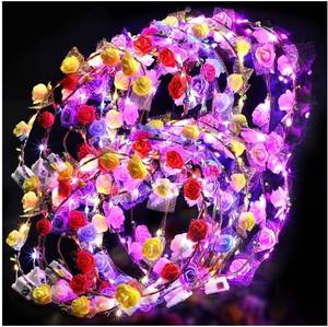 lot 57765 image: LED Flower Crowns Headbands Light up Flower Wreath Garlands Glow in The Dark Floral Headpiece Hair Accessories for Women Mardi Gras Birthday Cosplay Holiday Wedding Princess Party, 30 Count. - Retail $29