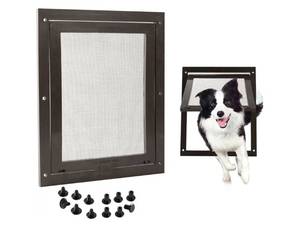 lot 57767 image: Easy-to-Install Screen Door Pet Flap 11 45 x 16 910 Screen Pet Door Suitable for Pets Under 100 Lbs Impact-Resistant Frame with Secure Dual Sliding Locks for Porch and Window Screens - Retail $35