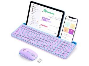 lot 57776 image: Bluetooth Keyboard and Mouse for iPad, CTU-301 Wireless Multi-Device Connection Bluetooth2.4G Keyboard Mouse Combo with Tablet Holder for iPadMacBookWindows, iOSAndriodPhone - Retail $50