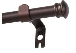 lot 57784 image: Bronze Curtain Rods for Windows 30 to 60 Inches with Brackets, Decorative 58 Inch Diameter Single Window Curtain Rod Set - Retail $13