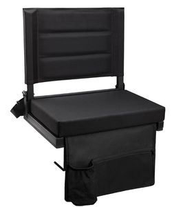 lot 57792 image: Stadium Seats for Bleachers with Back Support, Portable Bleacher Seats with Thick Padded Cushion and Shoulder Strap, Wide Stadium Seat Chair Includes Hooks, Cup Holder and Side Pocket - Retail $35