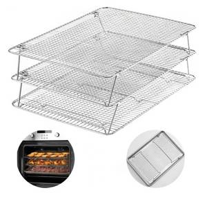 lot 57794 image: Oven-Safe Collapsible Cooling Rack for Baking, 3 Tier 12x 16.5, Stainless Steel and Fit Half Sheet, Stackable Wire Cooling Racks for Cookie, Pizza, Cake - Retail $30