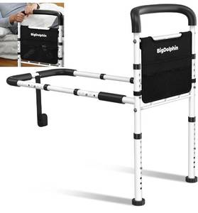 lot 2086 image: Bed Rails for Elderly Adults Safety - ASTM Approved Adjustable Bed Cane with Non-Slip Ergonomic Handle & Storage Pocket, 400 LBS Stable Bed Assist Rails for Seniors, Tool-Free, Model