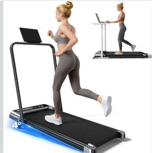 lot 2192 image: Walking Pad Treadmill with Handle Bar and Adjustable Incline, Compact Portable Treadmills for Home Office, 2.5HP Quiet Anti-Slip Under Desk Treadmills, 0.6-3.8 MPH Remote Speed Control, 265 LBS