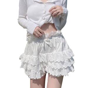 lot 2244 image: Mikan Tsumiki Bloomers for Women Kawaii Shorts Pumpkin Pants Victorian Pantloons Steampunk Maid White Lace Ruffle Shorts Underskirt, Small