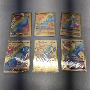 lot 456 image: Pokemon Gold Metal Trading Card Collection - 6 Card Lot