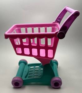 lot 134 image: Pink Plastic Shopping Cart Toy with Rolling Wheels