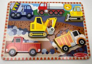 lot 139 image: Melissa & Doug Construction Vehicles Wooden Chunky Puzzle