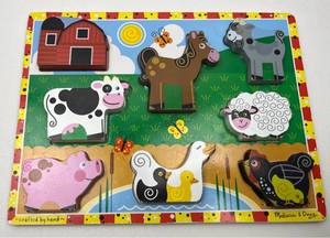 lot 140 image: Melissa & Doug Farm Animals Chunky Wooden Puzzle